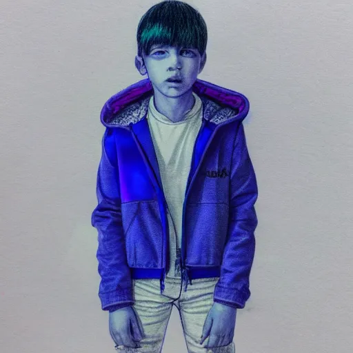 Prompt: a drawing of a blue and purple jacket, a color pencil sketch by avgust cernigoj, instagram contest winner, digital art, art on instagram, childs drawing, seapunk