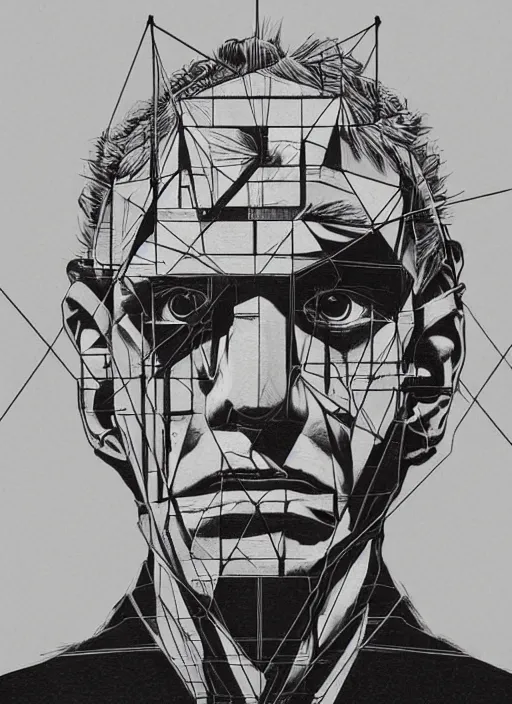 Prompt: symmetry!! portrait of frankenstein by sachin teng, organic, cables, black and white, matte painting, geometric shapes, hard edges! graffiti, street art