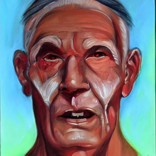 Prompt: ! dream portrait painting of the last living gamer by stone tools