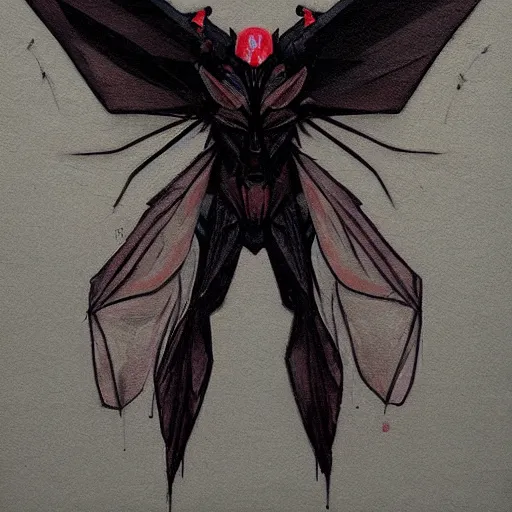 Prompt: Mothman picture by Sachin Teng, asymmetrical, dark vibes, Realistic Painting , Organic painting, Matte Painting, geometric shapes, hard edges, graffiti, street art:2 by Sachin Teng:4