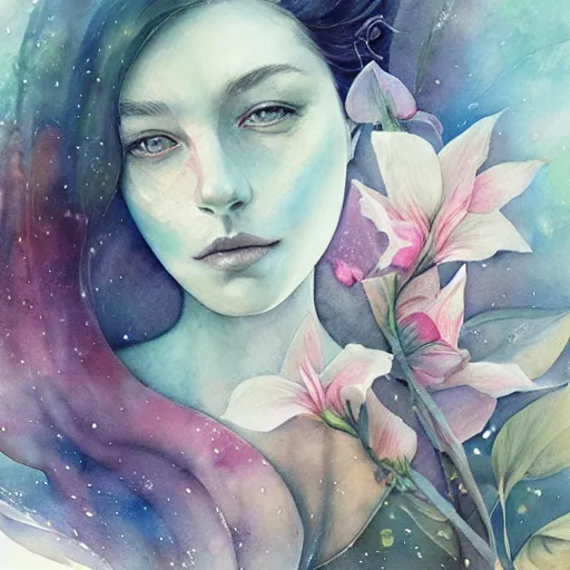 Image similar to watercolor illustration of a serene landscape by anna dittmann, by marco mazzoni, by stephanie law,