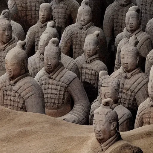 Image similar to terracotta warriors by ernst barlach, by charles vess rich. a computer art of a large, black - clad figure of the king looming over a small, defenseless figure huddled at his feet. the king's face is hidden in shadow. menacing stance, large, sharp claws, dangerous & powerful creature.