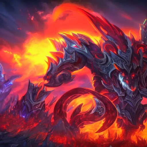 Image similar to fiery sky, league of legend style