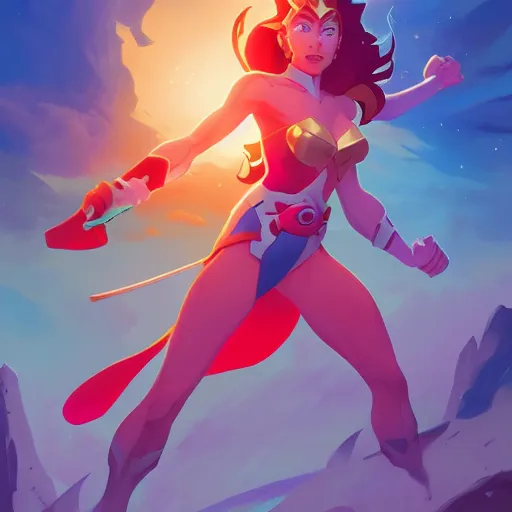 Image similar to hero world she - ra : princess of power, behance hd by jesper ejsing, by rhads, makoto shinkai and lois van baarle, ilya kuvshinov, rossdraws global illumination