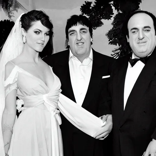 Image similar to Tony, Montana, and Tony soprano getting married