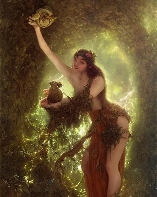 Image similar to dryad musician, portrait, with a feathered mouse friend, studio lighting by jessica rossier and brian froud and gaston bussiere