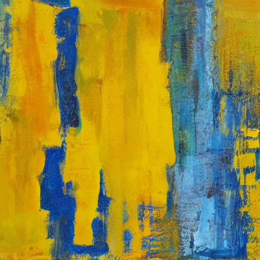 Prompt: an abstract yellow painting of mellowness