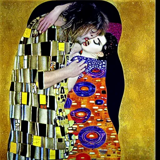 Prompt: Kurt Cobain in the Kiss by Klimt