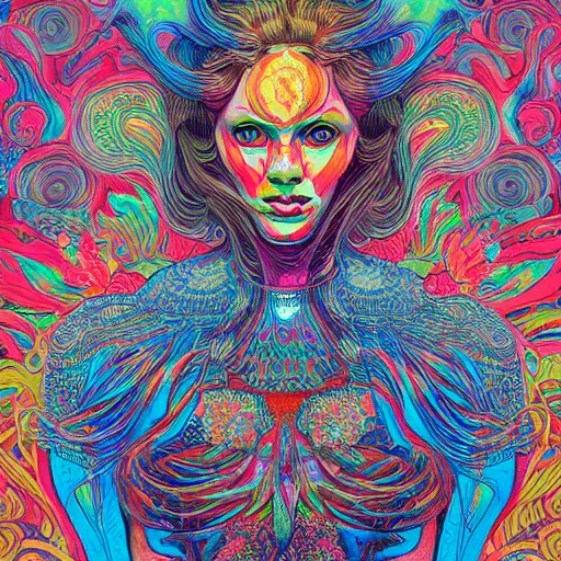 Image similar to psychedelic james jean illustration