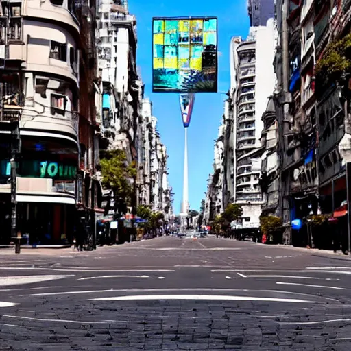 Prompt: Buenos Aires Argentina, futuristic cars in the street, holograms in the street, detailed, hd