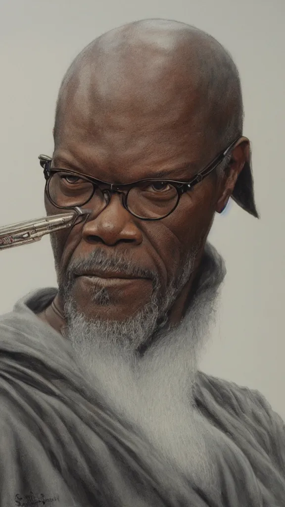 Image similar to portrait of samuel jackson, by alan lee, lord of the rings calendar, smooth, detailed terrain, oil painting, matte painting, concept art, trending on artstation