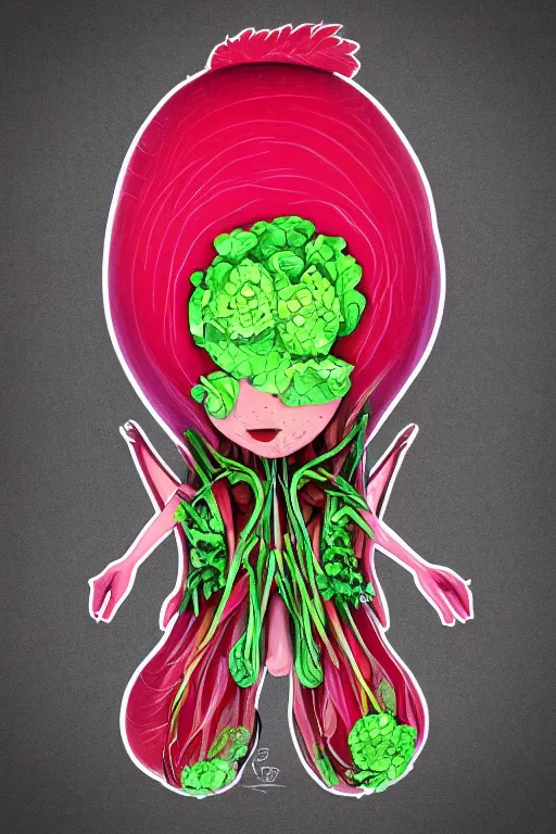 Image similar to radish humanoid, symmetrical, highly detailed, digital art, sharp focus, trending on art station, anime art style