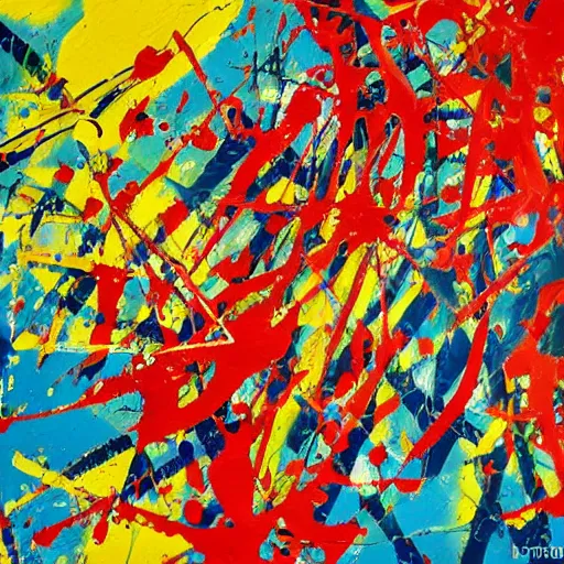 Image similar to abstract paint splatter art by lyubov popova, jackson pollock, inspirational, award winning, wild, free, wonder, fun