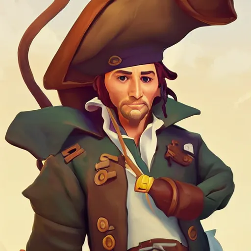 Image similar to painting jack the pirate on sea of thieves game avatar hero smooth face median photoshop filter cutout vector behance hd by jesper ejsing, by rhads, makoto shinkai and lois van baarle, ilya kuvshinov, rossdraws, illustration, art by ilya kuvshinov and gustav klimt