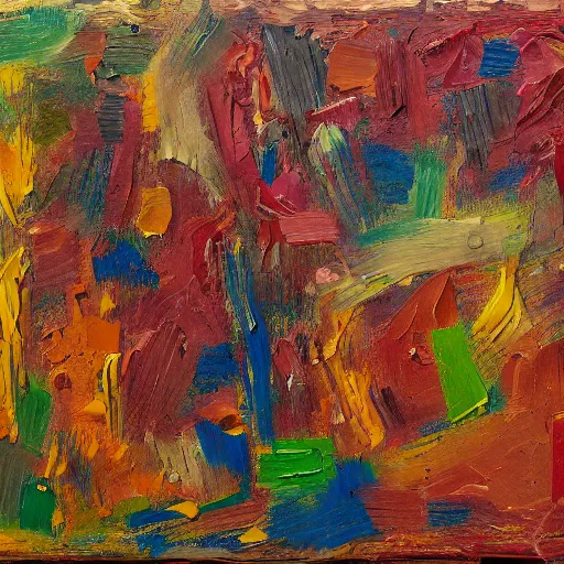 Image similar to oil paint impasto relief, multi layered abstract texture thick brush marks, some splattered paint, in the style of monet and frank auerbach