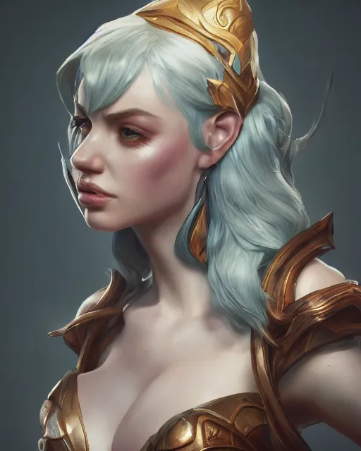 Image similar to league of legends portrait, au naturel, hyper detailed, digital art, trending in artstation, cinematic lighting, studio quality, smooth render, unreal engine 5 rendered, octane rendered, art style by klimt and nixeu and ian sprigger and wlop and krenz cushart.