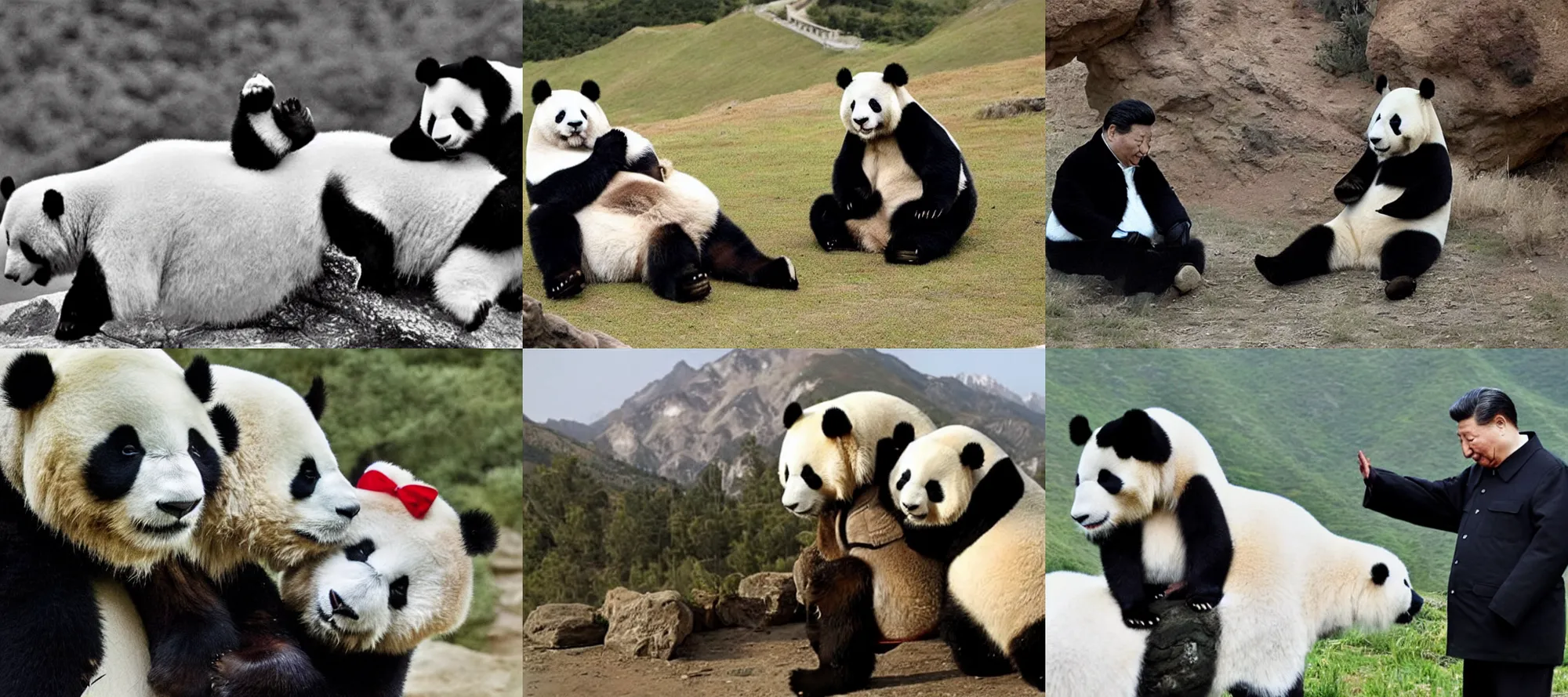 Prompt: xi jinping with panda in brokeback mountain