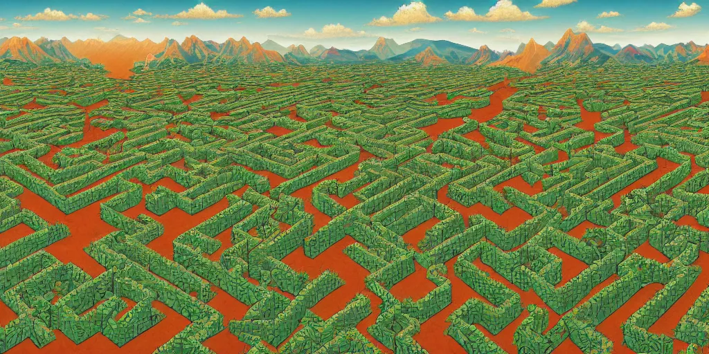 Image similar to the grand landscape of the endless maze, art by kotaro chiba