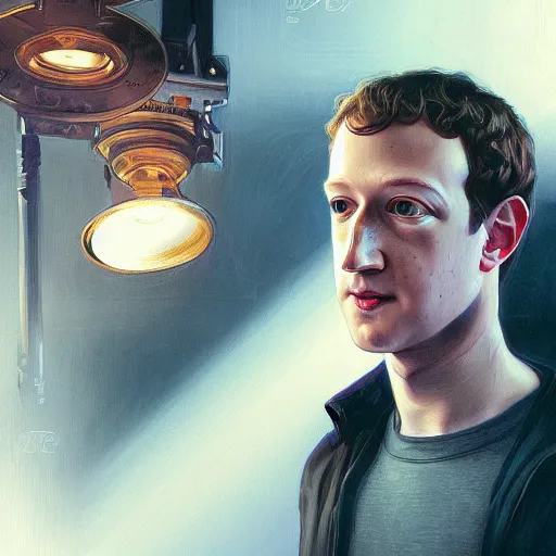 Image similar to portrait of Mark Zuckerberg as a drug dealer, accurate, intricate, headshot, highly detailed, digital painting, artstation, concept art, sharp focus, illustration, art by artgerm and greg rutkowski and alphonse mucha