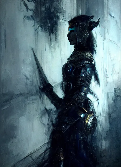 Prompt: christy turlington as mage wearing arcane light armor, fantasy, cinematic lighting, by jeremy mann