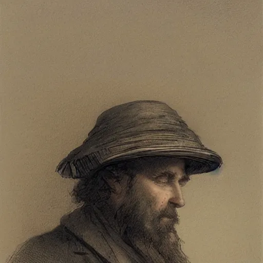 Image similar to man wearing a heavy fat stone hat high resolution, high quality, by jean - baptiste monge