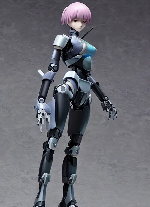 Image similar to Girl in mecha cyber Armor, portrait of the action figure of a girl, with bare legs，in the style of Ghost in the Shell，anime figure