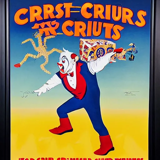 Image similar to poster advertising a circus, printed poster, creepy clown, 1 9 4 0 circus poster