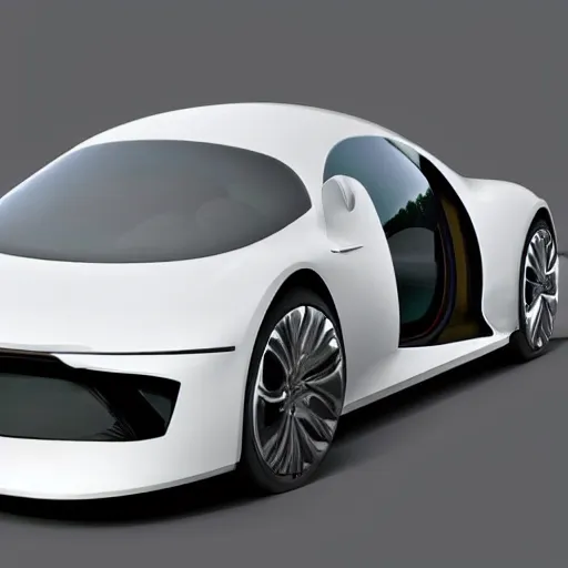 Image similar to a new design car with undercarriage swoops like a dolphin's belly, this reduces drag, or the force of air flowing against the motion of the vehicle is curved at the nose, wide along the sides and tapered toward the trunk, like a small, speedy aircraft
