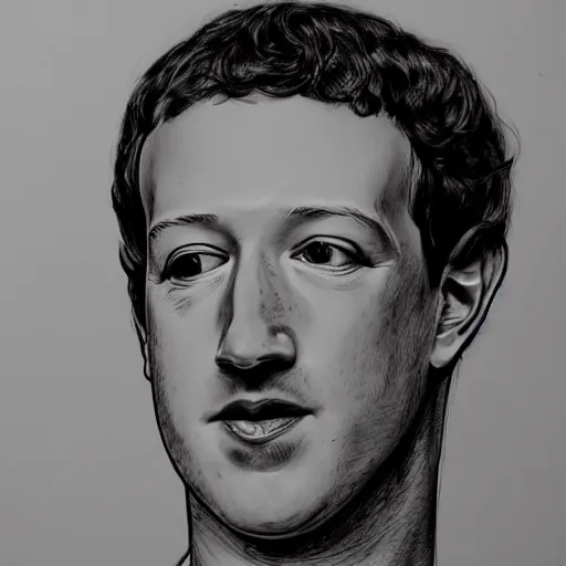 Image similar to pen sketch of mark zuckerberg, low detail, simple