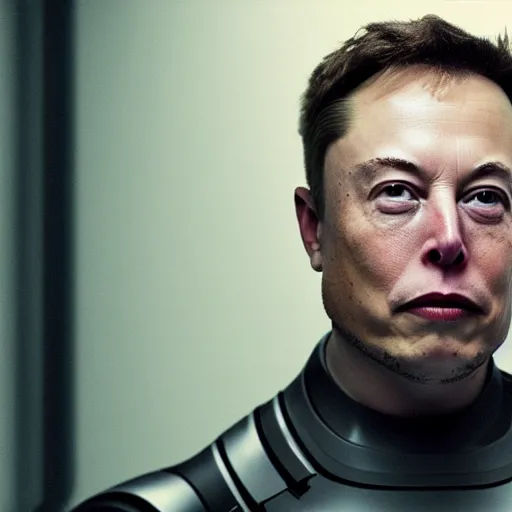 Prompt: elon musk as the android in ex machina, stunning, 4 k