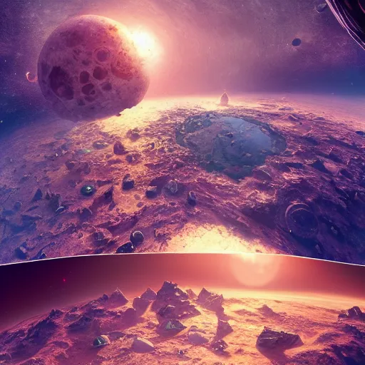 Image similar to a living planet eating worlds in space, au naturel, hyper detailed, digital art, trending in artstation, cinematic lighting, studio quality, smooth render, unreal engine 5 rendered, octane rendered, art style by klimt and nixeu and ian sprigger and wlop and krenz cushart
