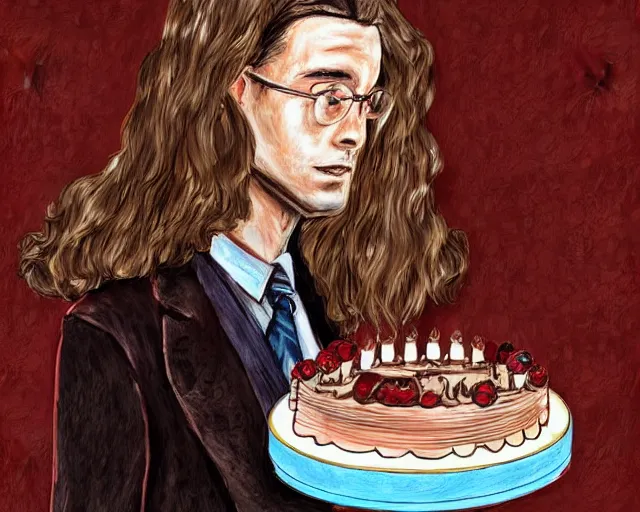 Prompt: Forrest gump eating a cake in hogwarts, digital art, highly detailed, in the style of Irina French