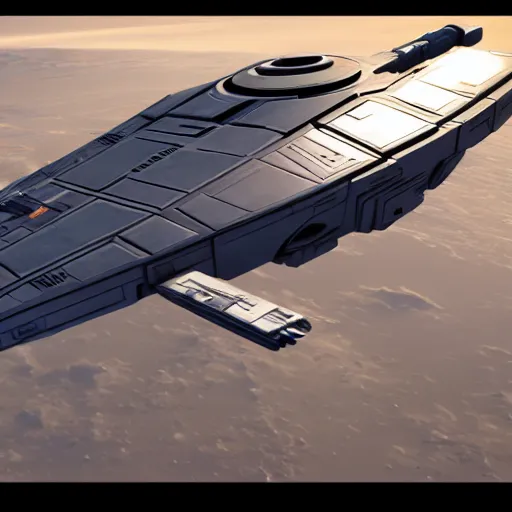 Image similar to a star wars spaceship cinematic, realistic, unreal engine 5