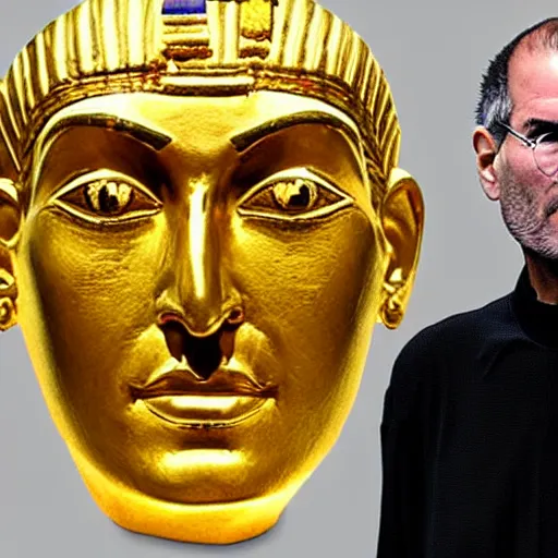 Image similar to ( steve jobs ) gold king tut mask