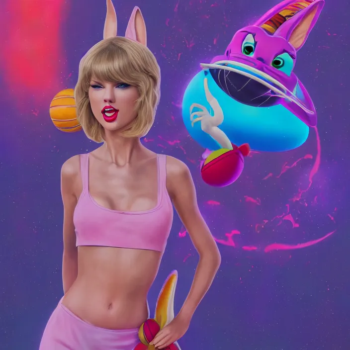 Image similar to portrait of Taylor Swift as Lola Bunny in Space Jam. HD, 4K. intricate abstract. intricate artwork. by Tooth Wu, wlop, beeple, dan mumford. octane render, trending on artstation, greg rutkowski very coherent symmetrical artwork. cinematic, hyper realism, high detail, octane render, 8k, iridescent accents