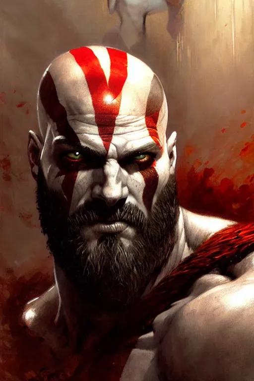 god of war kratos portrait dnd, painting by gaston | Stable Diffusion ...