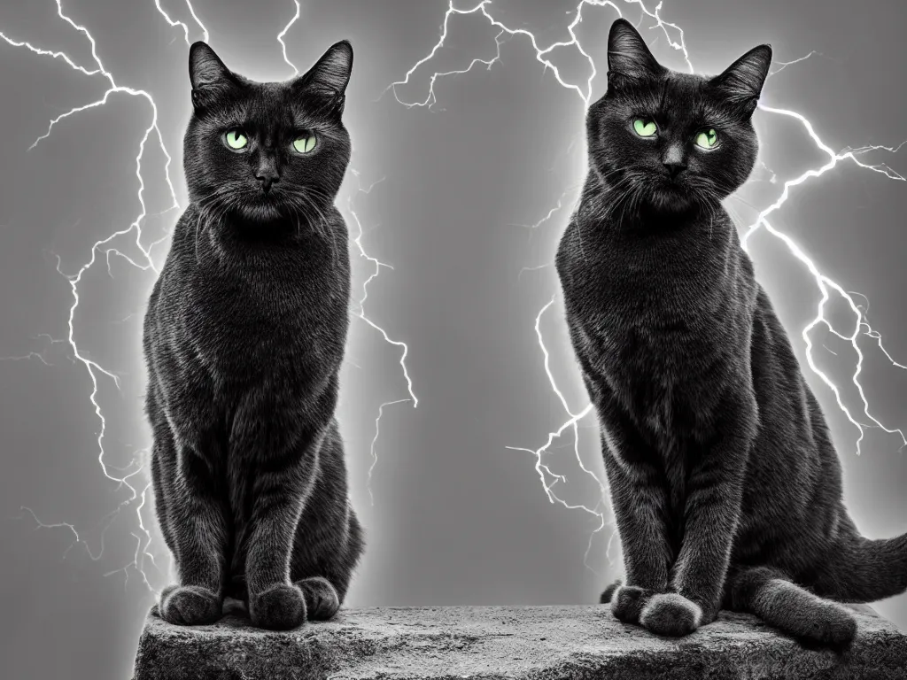 Image similar to A cat looking at you with disapproval, knowing what you really want to start generating, photo portrait, intricate, cinematic lightning, epic battle, epic composition