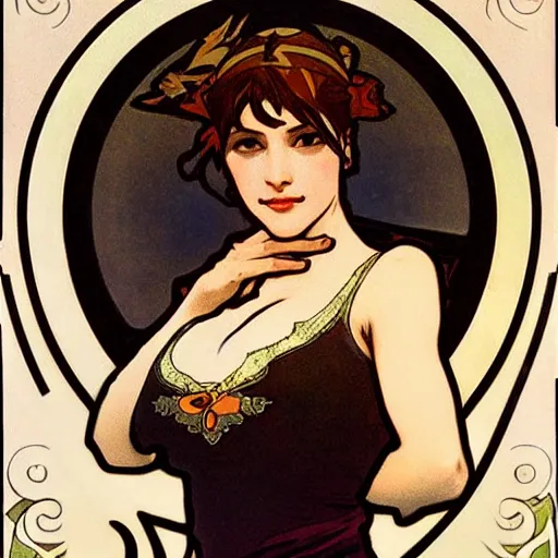 Image similar to tifa lockheart by alphonz mucha