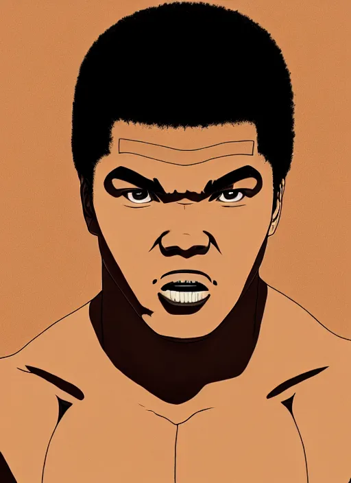 Prompt: portrait of muhammad ali as a naruto character, au naturel, hyper detailed, digital art, trending in artstation, cinematic lighting, studio quality, smooth render, unreal engine 5 rendered, octane rendered, art style by klimt and nixeu and ian sprigger and wlop and krenz cushart and masashi kishimoto and ghibli