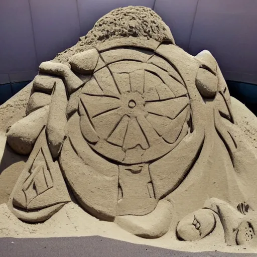 Prompt: a sand sculpture of an atomic explosion