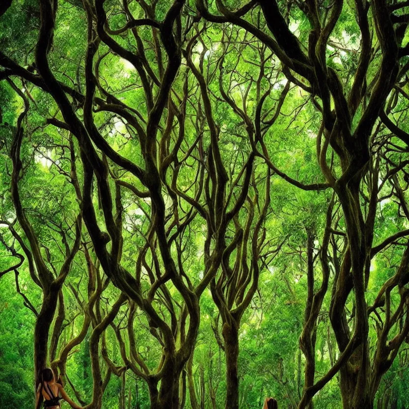 Image similar to beautiful photo of exotic forest with each tree in the shape of female body