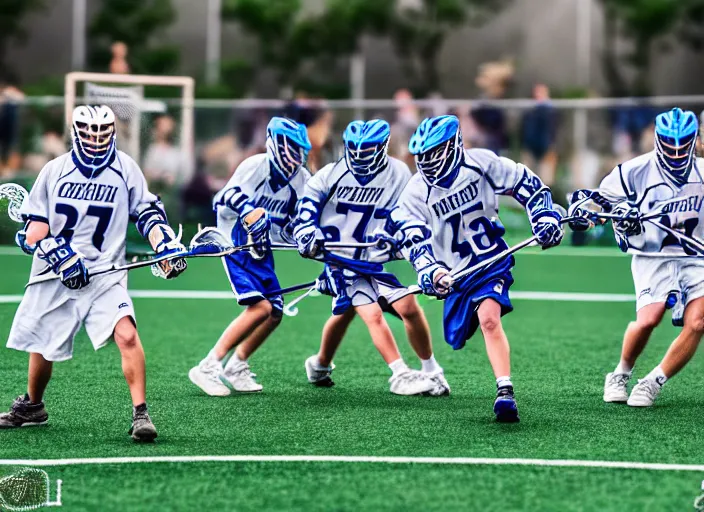 Prompt: photo of the lacrosse team, playing intergalactic championship versus chitauri. Highly detailed 8k. Intricate. Sony a7r iv 55mm. Award winning.