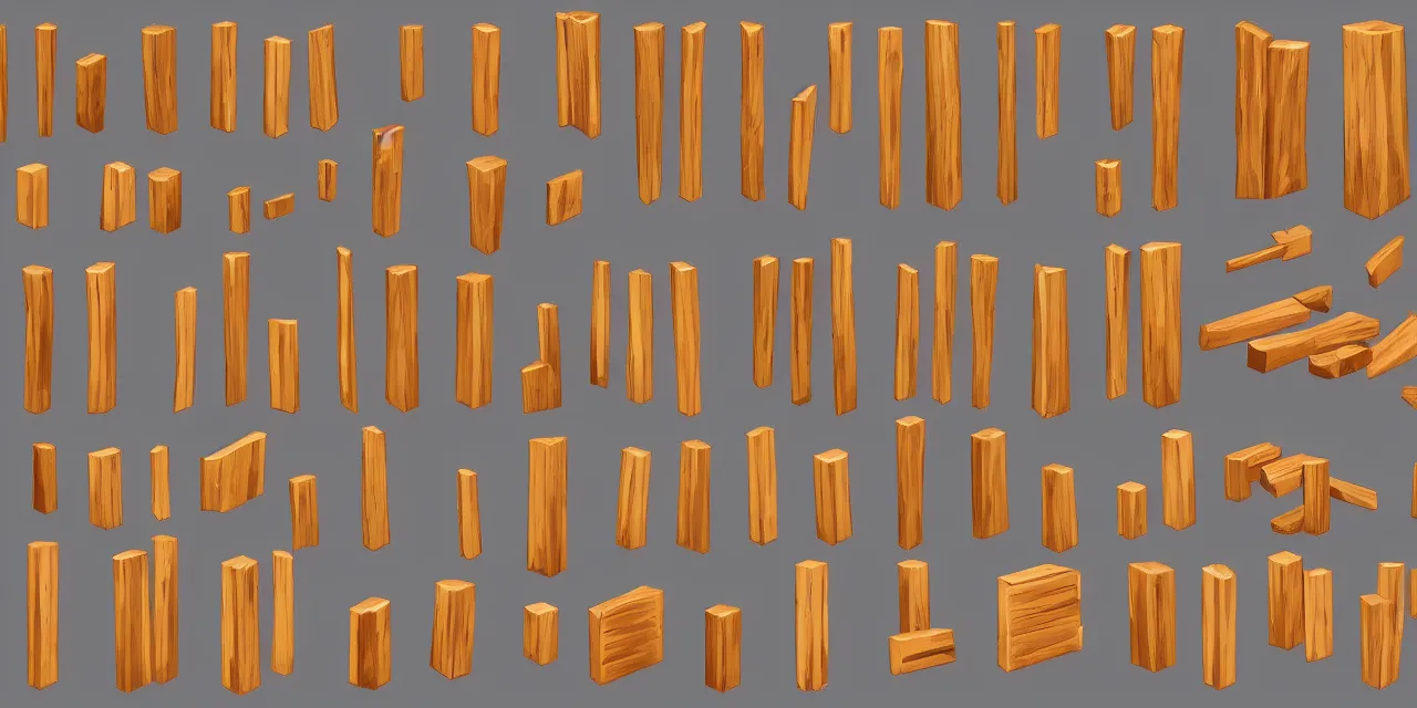 Prompt: game asset sheet, 2 d sprite, stacked lumber wood