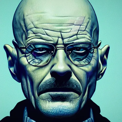 Image similar to walter white as the joker, trending on artstation, artstationhd, octane render, cgsociety, cinema 4 d,, greg rutkowski