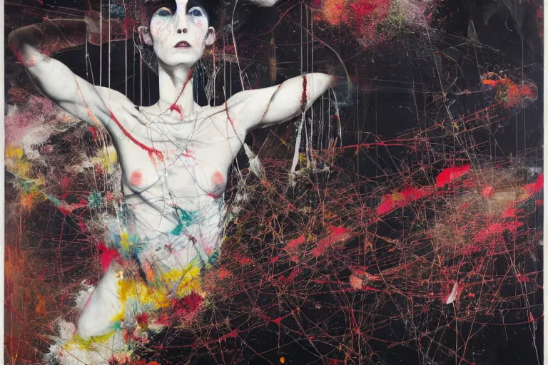 Prompt: The physical impossibility of death, in a brutalist architecture space ship , gothic, rich deep colours, painted by Francis bacon, Adrian ghenie, James jean and Petra cortright part by Gerhard Richter, part by Takato Yamamoto. 8k masterpiece