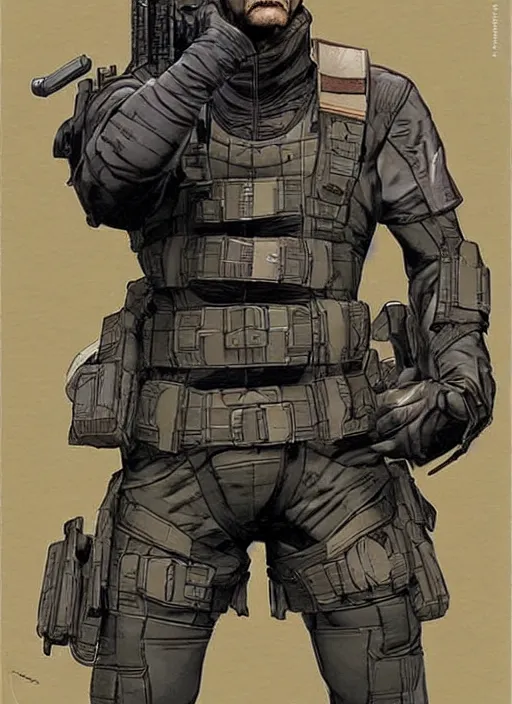 Image similar to apex legends solid snake. concept art by james gurney and mœbius.
