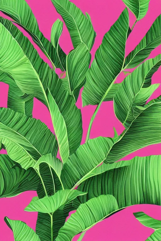 Image similar to ultra realistic illustration, banana plants drawing, pink background, elegant, highly detailed, digital painting, concept art, smooth, sharp focus, illustration, art by haus and hues