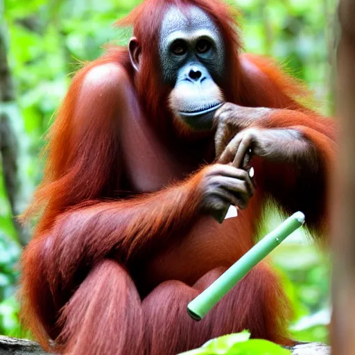 Image similar to orangutan smoking disposable vape