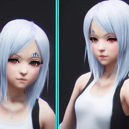 Prompt: cute anime girl with white hair, unreal engine, 8 k