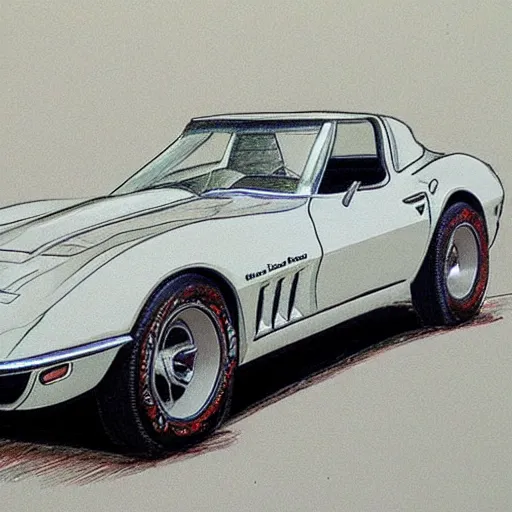 Prompt: detailed sketch, C2 Corvette